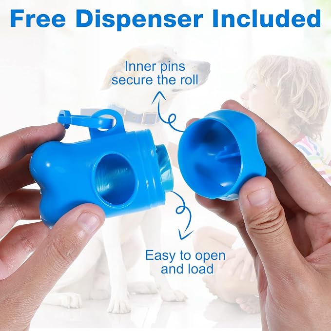 Teling 3000 Count Dog Poop Bags Pet Waste Bags for Poop with 3 Dispensers for Home, Outdoor, Puppy Walking, and Travel, 12 x 8.6 Inch(Blue)