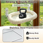 AMOSIJOY Cordless Cat Window Perch, Window Hammock for Cats with 4 Strong Suction Cups, Solid Metal Frame and Cushion Bed Cover, Indoor Cat Bed (XL,Stripe)