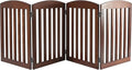 SPIRICH 96" Extra Wide 28" Tall Dog Gate Indoor, Dog Gates for Doorways, Stairs, The House, Wooden Freestanding Foldable Pet Gate, Step Over Puppy Gate, 4 Panels, Brown