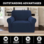Stretch Chair Cover Chair Slipcovers with Arms 1-Piece Chair Sofa Slipcovers or Living Room Non Slip Armchair Cover Furniture Protector Dogs Pet Friendly(Armchair,Navy)
