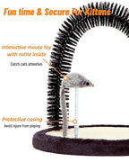 Large Cat Self Groomer, Heavy Woven Sisal Pad with Mouse Toy | Easy To Clean, Enhanced Brush Holder, Durable Sisal Base, Durable Brush, Cat Face Scratchers, Cat Body Massager, Black