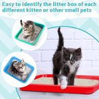 Tessco for you 3 Pcs Kitten Litter Box Shallow Low Entry Open Cat Litter Box Waterproof Plastic Small Rabbit Pan Tray Travel Toilet for Senior Cat Kitten Training(Fresh Color,15.1 x 12 x 1.4 Inch)