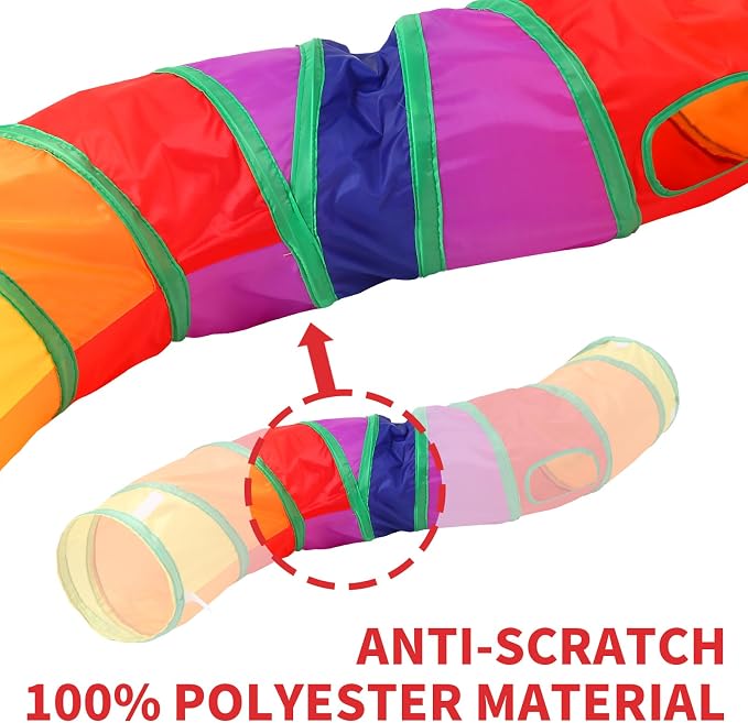 Pet Cat Tunnel, S-Shape Tunnels for Indoor Cats, Collapsible Pet Tunnel for Kitten, Puppy, Rabbit, 25cm-Wide Tunnels, Durable & Breathable, with Peek Hole Toy Ball