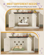 Hzuaneri Cat Litter Box Enclosure, Hidden Litter Box Cabinet Furniture | Indoor Cat House with Bell, Farmhouse Style, 31.5 x 19.7 x 20.9 Inches, for Hallway, Bedroom, Rustic Brown and White CB85214X
