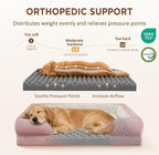 Comfort Expression Orthopedic Dog Bed for Extra Large Dogs 53x42 Inch, Waterproof Supportive Egg Crate Foam XXL Pet Bed with Removable Bolsters, Dog Couch with Washable Cover & Non-Slip Bottom, Pink | Waterproof Dog Couch Bed with Washable Cover & Non-...