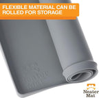 Neater Pet Brands Neater Mat Pet Mats for Food and Water, Cat & Dog Bowl Mat Waterproof Silicone, Feeding Tray, Dog Food Mats for Floors, Placemat w/Raised Edge for Under Bowls, 16” x 10”, Grey