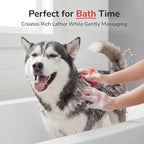 Pets&Goods Rubber Pet Grooming Brush for Dogs & Cats – Bath & Deshedding Brush with Custom-Fit Hand Straps – Soft Silicone Bristles for Short & Medium Hair – Anti-Slip, Easy to Clean
