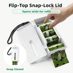 URSPET Dog Poop Bag Dispenser with 4 Rolls, Wall Mount Pet Waste Holder | Stick-On or Screw-On, Viewing Window, Easy Bag Pull, Flip-Top Refill, 60 Bags Included, Indoor and Outdoor Use