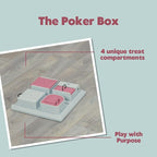 TRIXIE Cat Activity Poker Box Strategy Game – Interactive Puzzle Toy with 4 Modules – Treat Puzzle Feeder for Mental Stimulation & Slow Feeding – Pink/Gray, 12.2 x 12.2 x 2.5 in