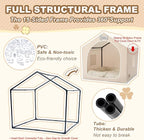 Jiupety Indoor Dog House with Frame, Cute Dog Tent Bed with Cover Cave, Breathable, Washable, and Foldable House, Suitable for 22-40 Lb, Large (25"×25"×25"), Beige