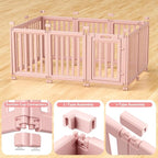 Dog Playpen, Clear Dog Pen, Dog Pen Indoor, Easy to Install and Remove Dog Play Pen, Puppy Playpen Suitable for Dogs, Cats,Dog Playpen Indoor (Pink,23.6 inch Height, 10 Panels)