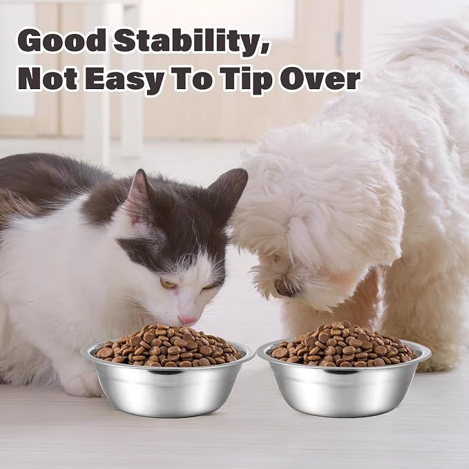 16 Pcs Pets Bowl Bulk 15 oz Pet Feeding Bowl Stainless Steel Dog and Cat Bowls Pet Feeder Metal Small Puppy Raised Food and Water Bowls for Small Medium Pets Supplies