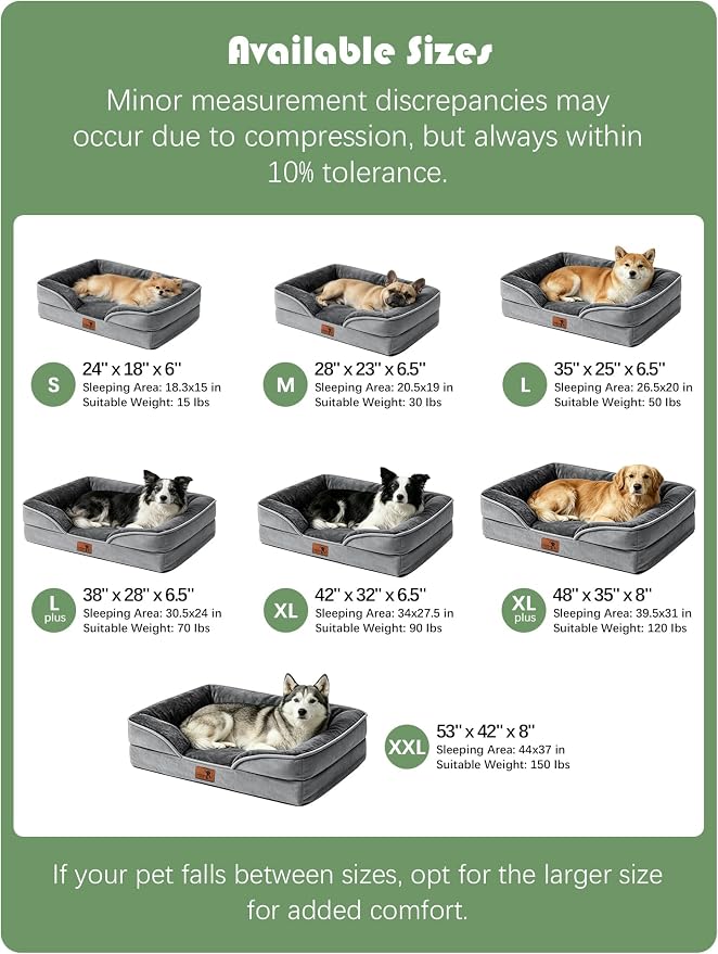 Spotted Play Orthopedic Dog Bed with Sides - Dog Sofa Beds for Large Dogs, Supportive Foam Pet Couch Bed with Washable Removable Cover, Waterproof Lining and Non-Slip Bottom, Grey - L