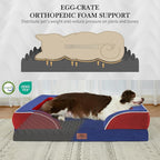 Comfort Expression Orthopedic Dog Bed for Extra Large Dogs with Bolster | Waterproof Dog Couch Bed with Washable Cover & Non-Slip Bottom, Supportive Egg Crate Foam XL Pet Bed, 42x30 Inch