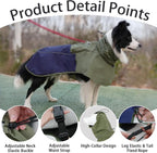 MAMORE Dog Raincoat with High Collar - Waterproof Adjustable Dog Rain Jacket, Lightweight Reflective Pet Rain Coat for Small Medium Large Dogs for Outdoor Walking Hiking(Green&Navy, XX-Large)