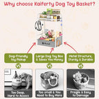 Kaiferty Medium Dog Toy basket, Toy Box for Dogs, Pet Toys Bin Dog Metal Wire Basket for Toys, Food Storage, Storage Organizer Chest Storage, Toy Box for Living Room Area (White)