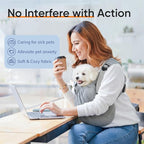 Supet Dog Sling Carrier for Pets, Adjustable Hands Free Front Chest Pouch | Reduces Back & Neck Pain Anti-Anxiety Backpack, 62% Cotton Blend Soft Bag, Fit Dog, Cat, Puppy (Grey Plus 11-21Lbs)