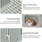 YITAHOME Large Enclosed Cat Litter Box w/Mat Scoop Grey Litter Box with Lid | Anti-Splash Kitty Litter Box with Lid & Pull-out Tray for Odor Control & Easy Cleaning, Front Entry Top Exit, Quick Assembly
