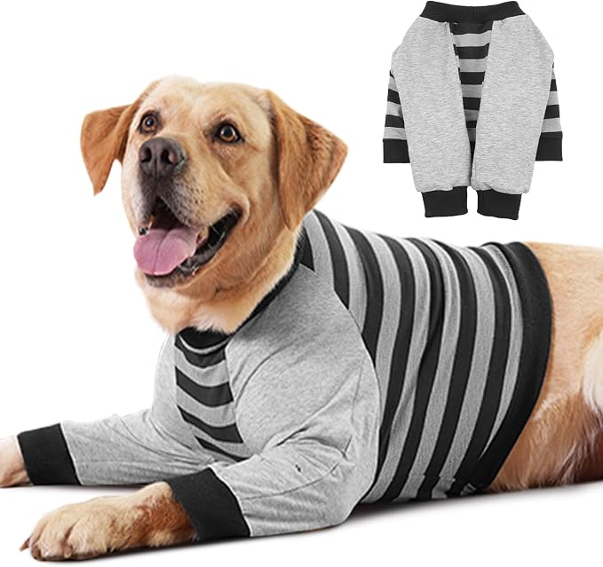 FUAMEY Dog Recovery Sleeve with Elbow Protector, Black Stripes, 3XL | Anti Licking Joints,Pet Long Sleeve Suit Protecting Dog's Front Leg Arm Wounds Cover Skin Conditions,Alternative to E-Collar