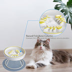 Raised Cat Dog Slow Feeder Bowl with Stand, Cat Slow Bowl for Wet Food and Dry Food, Stop Vomit and Choking, Slow Down Eating Speed, Ceramic Elevated Slow Cat Bowls, Whisker Friendly Pet Puzzle Feeder