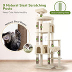Globlazer Giant Cat Tree, 83 inch Cat Tree for Indoor Cats Large Adult, XXL Cat Tower with 9 Scratching Posts for 20lb+ Heavy Duty Large Adult Cats, F83, Beige