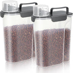 LEAWALK 5Lbs /6Qt/5l Airtight Cat Dog Food Storage With Upgraded Large Nozzle BPA-Free, Pet Food Storage Containers For Rice, Grain, Pet Food,Flour, Dog Treat Storage-2pack Dark Gray