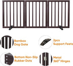 Brown 18-55" Wide Dog Gate, Bamboo Dog Gates for the House Doorways, Freestanding Pet Gates for Dogs, Doogie Puppy Fence Gate