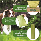Dog Poop Bags Big Roll 300 Bags per Roll, 2 Pack, 600 Counts Bags | Large Poop Bags for Dogs Durable Doggie Poop Bags Cat Waste Bags Easy Dispensing and Grab