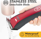 Kong 3-Speed Dog Clipper Grooming Kit – Stainless Steel Blade, Waterproof, LED Spotlight, 6 Guide Combs, 10-Foot Cord, Ergonomic Handle – Red/Gray, All Coat Types