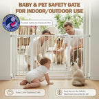 Mumeasy 29.7-51" Extra Wide Baby & Dog Safety Gate for Stairs & Doorways | Pressure/Hardware Mount Child & Pet Gate, Auto Close Easy Access Walk Thru Door for House, Hallway, Indoor & Outdoor, White
