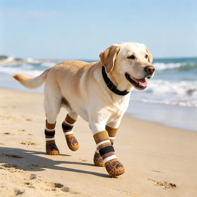 KOOLTAIL Dog Socks for Hot Pavement, Non Slip Dog Shoes to Prevent Licking Paws, Dog Booties with Grippers for Hardwood Floors, Puppy Boots & Paw Protectors for Small Medium Large Senior Dogs, L