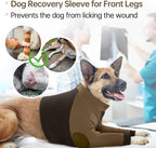 Lelepet Dog Recovery Sleeve for Wounds Front Legs, Stop Licking Dog Shirt | Elbow Protector for Leg Injuries Shoulder Wounds After Surgery Male Female,Zippered Long-Sleeved Shirt Cone Alternative S-3XL