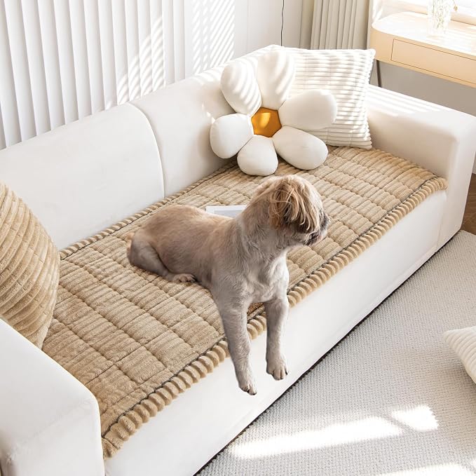 Pet Couch Covers Protector for Dogs Sofa Slipcovers Washable Cushion Cover | Non slip,scratch-proof furniture protector fits I-shape armchair,loveseat,recliner,sectional sofa pads(brown,27in*83in)