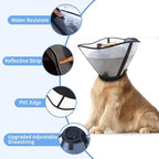 WinWeal Upgraded Soft Dog Cone Collar for Large Medium Dogs After Surgery – Adjustable Transparent Recovery Collar, Breathable Elizabethan E-Collar for Wound Healing & Anti-Licking (XS, Black)