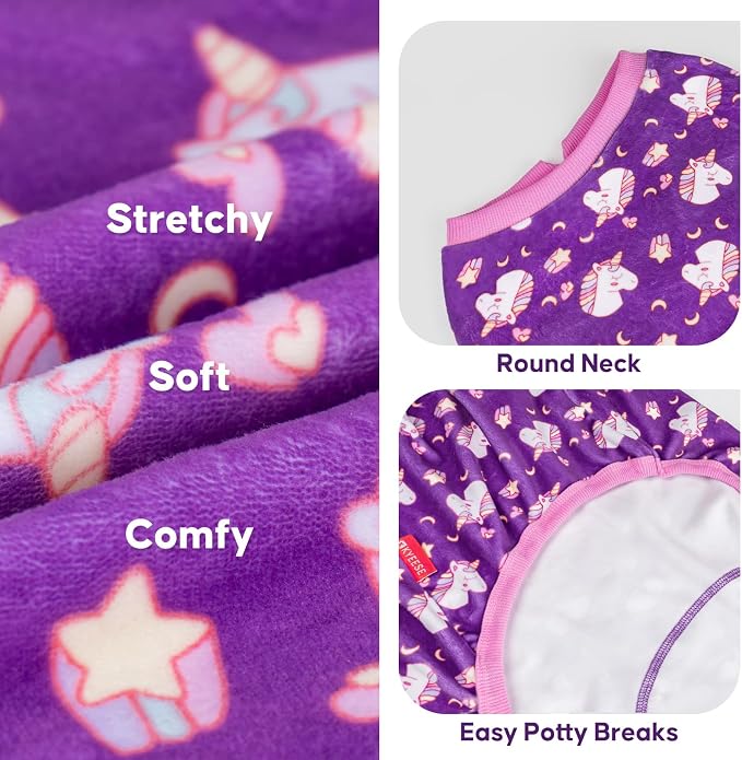 KYEESE Dog Pajamas Velvet Dog Pajamas Small Sized Dogs Dogs Pjs with Unicorn Pattern Soft Doggie Jammies Stretchy Doggie Clothes Puppy Onesie Comfy Pet Coat Pet Costume, X-Small
