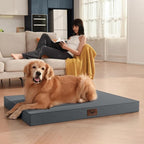 Outdoor Waterproof Orthopedic Dog Bed for Large Dogs | Egg Crate Foam for Joint Support, TPU Waterproof Layer, Machine Washable 1680D Oxford Cover, 36 x 27 Inch, Up to 65 lbs