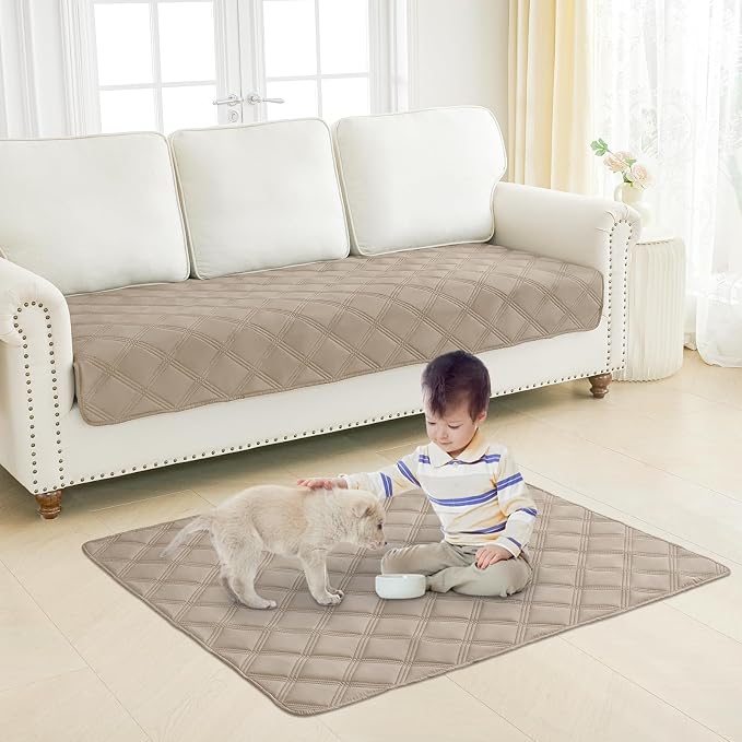 Smiry Waterproof Dog Bed Cover, Reversible Pet Blanket for Sofa Couch | Soft Washable Dog Blanket, Leakproof Couch Cover for Dogs Cats & Furniture Protection, 30x53, Taupe/Beige