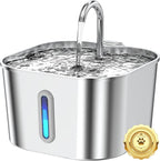 Stainless Steel Cat Water Fountain - 74oz/2.2L Cat Drinking Fountain | Quiet Cat Fountain for Indoor Cats and Small Dogs, Automatic Pet Water Dispenser Keeps Fresh Water