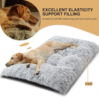 BFPETHOME Dog Beds for Large Dogs, Plush Dog Crate Bed Fluffy Cozy Kennel Pad for Sleeping &Ease Anxiety, Washable Pet Mats with Anti-Slip Bottom for Large Medium Dogs, Pet Bed, Grey
