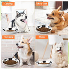 Patelai Stainless Steel Dog Bowls with Silicone Lids for 1.9 Cups Portable Food and Water Dishes for Pets Sealable Containers for 6.3" for Cats & Small Dogs(4 Pcs,Black)