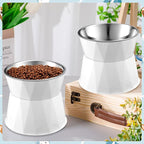 Lallisa 2 Pcs Elevated Cat Bowls Adjustable Raised Cat Feeder Non Slip Food Water with Stand Safe Stainless Steel Bowls with Pet Food Stand for Pets Feeding Eating(White)