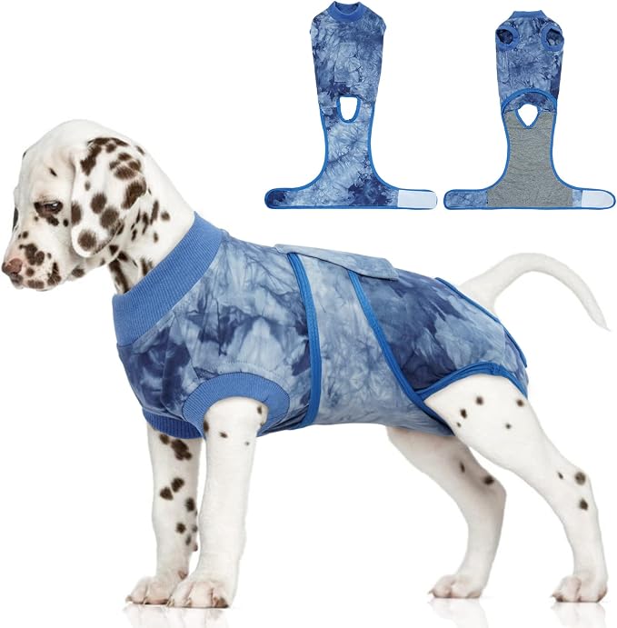 FUAMEY Recovery Suit for Dogs After Surgery,Soft Breathable Dog Bodysuit | E-Collar & Cone Alternative Surgical Suit,Male Female Dog Neuter Spay Suits Anti Licking Wounds Onesie Blue Tie Dye S