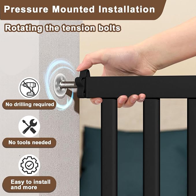 41" Extra Tall Baby Gate for Big Dog No Jumping Over,54.7-63.0" Wide Pet Safety Gate Indoor for Doorways No Drilling,Auto Close Child Puppy Gates for Stairways Pressure Mounted (Black)