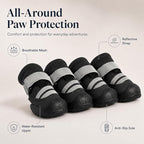 Dog Boots, Waterproof Dog Shoes with Reflective Straps, Rugged Anti-Slip Sole Paw Protectors for Medium Large Dogs, Breathable Pet Booties for Hot Pavement, Snow, Hiking, 4Pcs