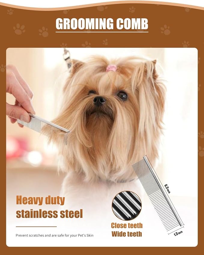 5-in-1 Low Noise Rechargeable Cordless Dog Clippers Pet Grooming Kit for Dogs & Cats|Quiet high Power pet Grooming Set for Small Large Dogs & Thick Coated Cats, Includes Comb, Clippers & Nail Clipper