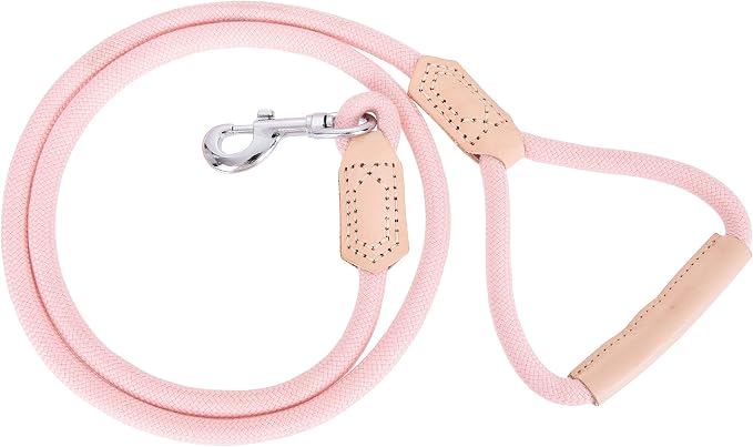 Mile High Life Dog Leash with Genuine Leather Handle, 6 FT/5 FT/4 FT | Leather Grip Rope Leash, Heavy Duty 360° Swivel Metal Clasp, for Small Medium & Large Dogs