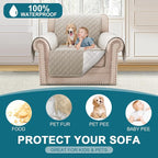 Turquoize 100% Waterproof Sofa Covers Chair Cover Slipcover Couch Protector Triple Non-Slip Sofa Slipcover for 1 Cushion Furniture Protector for Pets, Kids,Dog (Chair 23", Pale Oak)