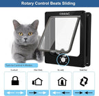CEESC Large Cat Door for Interior/Exterior, for Pets <23.62", Black | Rotary 4-Way Lock, Weatherproof, Fits doors 1.26-2.14", Adjustable tunnel depth, Upgraded version