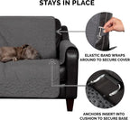 Furhaven Waterproof & Non-Slip Large Sofa/Couch Cover Protector for Dogs, Cats, & Children - Quilted Paw Print Living Room Furniture Cover - Gray, Large Sofa