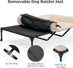 Veehoo Elevated Dog Beds Large Sized Dog with Fluffy Plush Bolster Cushion | Orthopedic Raised Dog Beds for Indoor Outdoor, Soft Pet Sofa Cot with Removable Washable Mat, No-Slip Feet, 59" x 37", White